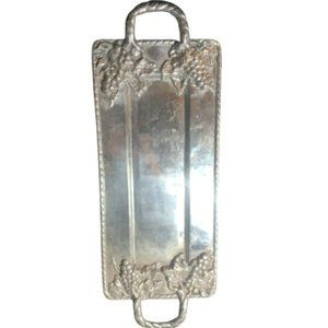Stainless Steel tray from Mexico w/grapes and leaves 21x7